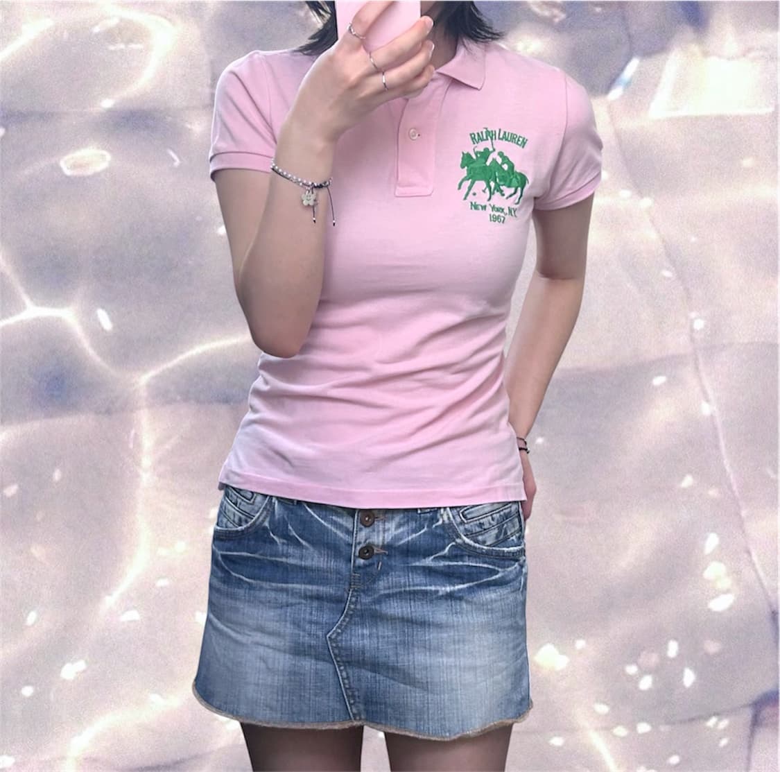 폴로 랄프로렌 뉴욕 더블 빅포니 치프키프 반팔 카라 티셔츠 베이비 핑크 상품이미지2