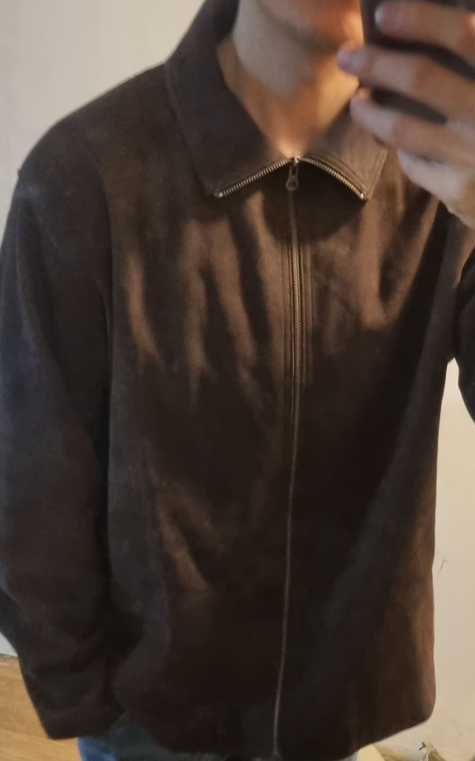 올드갭 누벅 집업 하이넥 레더자켓 상품이미지4