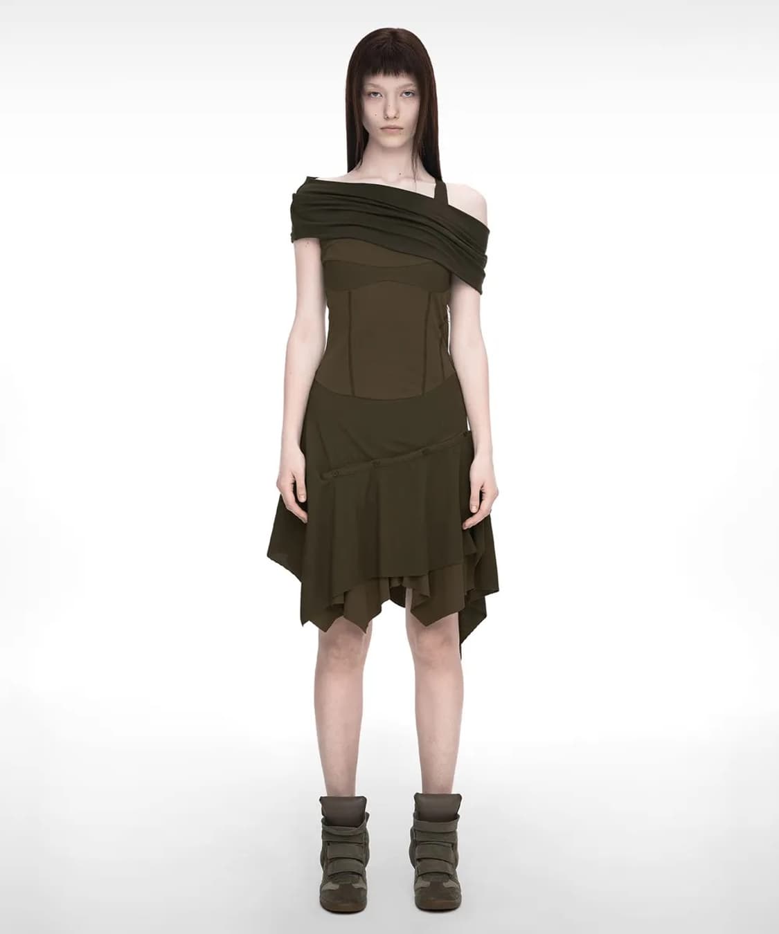 나체 미디원피스 뷔스티에 레이어드 드레스 상품이미지2