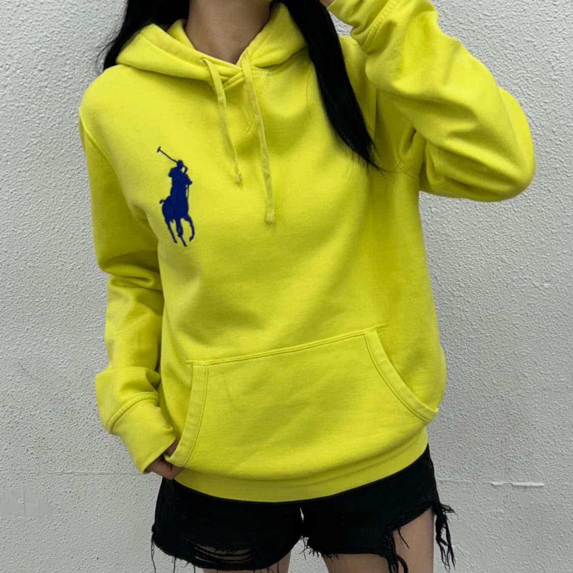 폴로 랄프로렌 네이비포니 옐로우 후드 M 상품이미지1