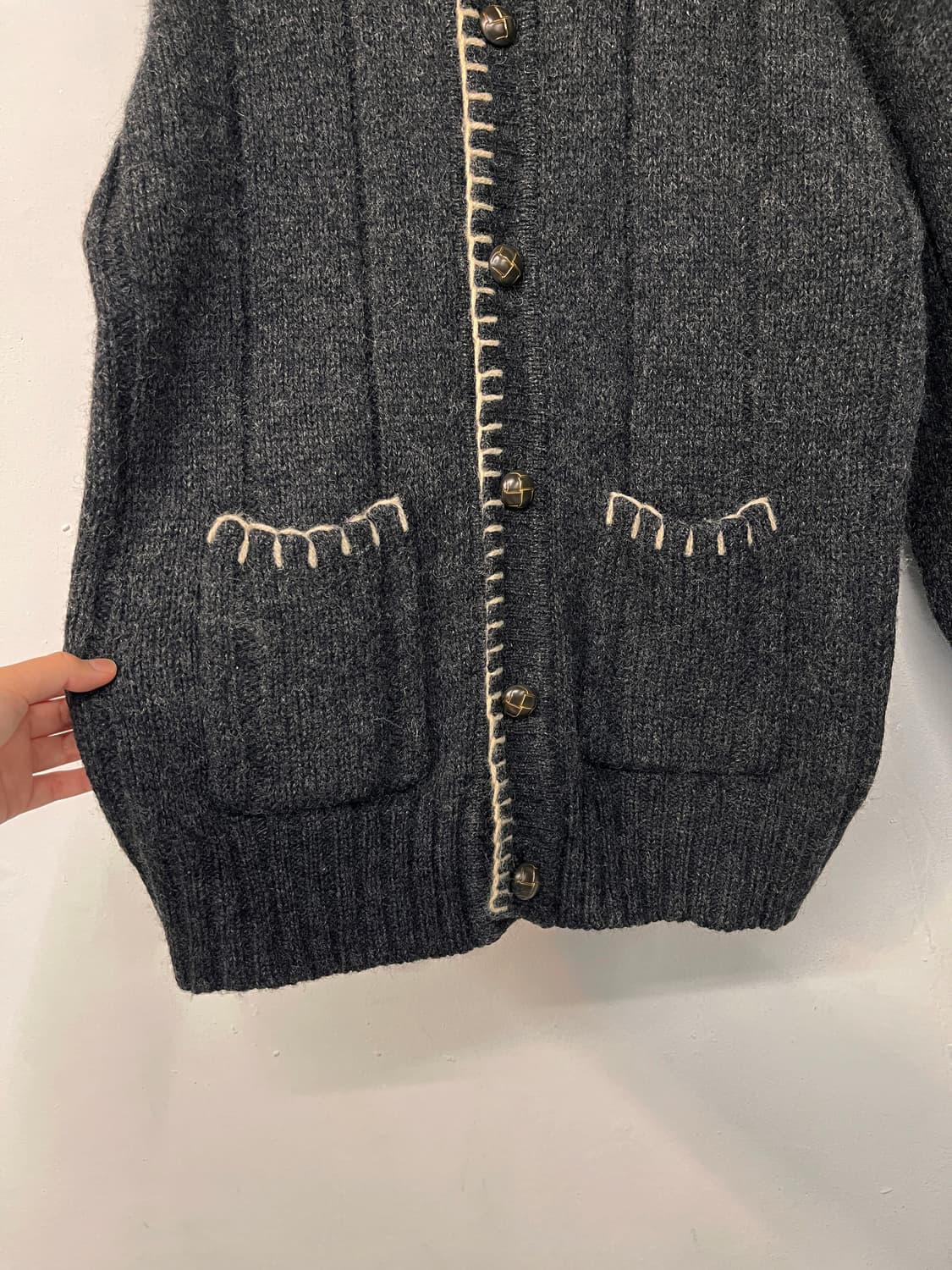 90's DINAMO 스티치 니트 가디건 상품이미지7