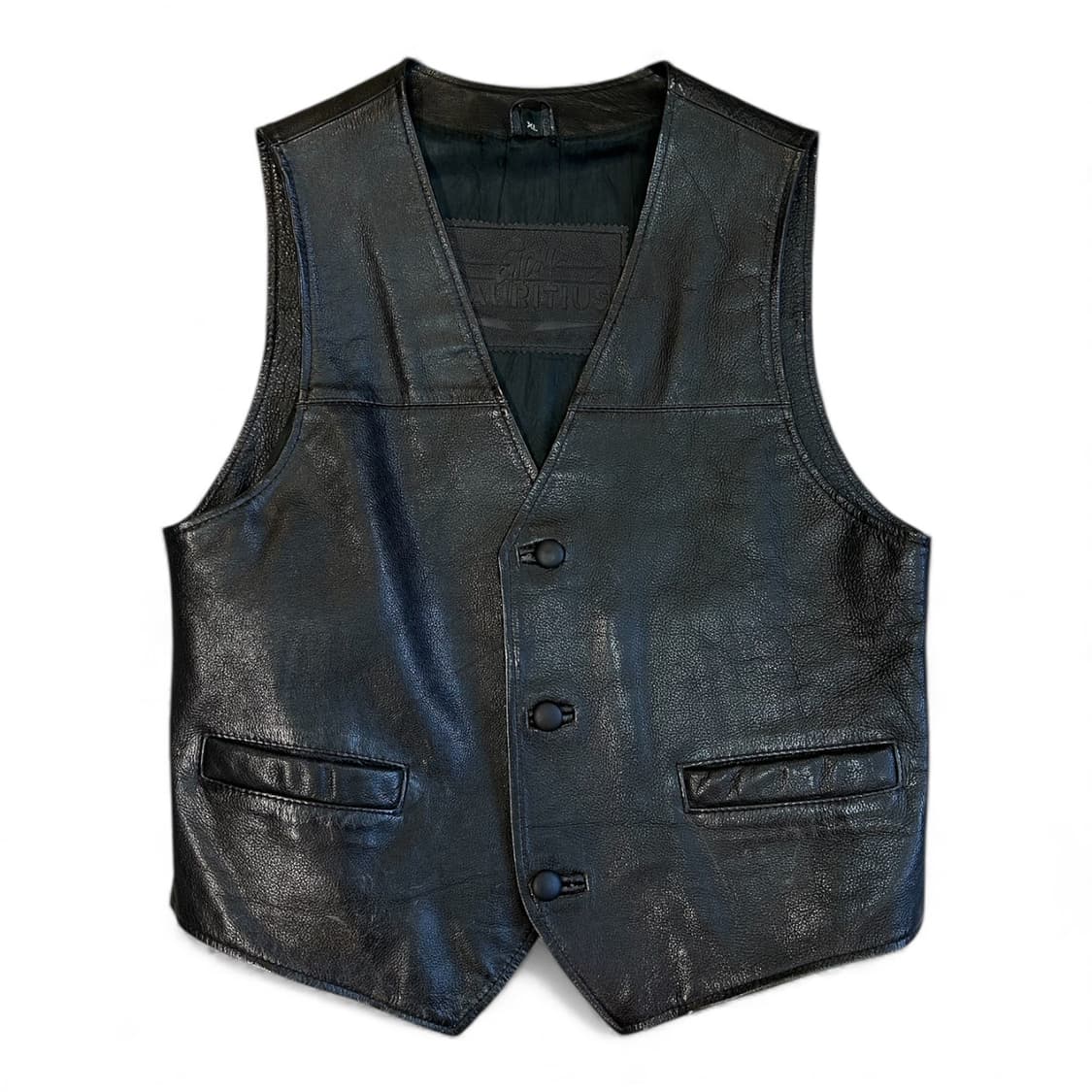 Vintage Black Leather Vest 상품이미지1