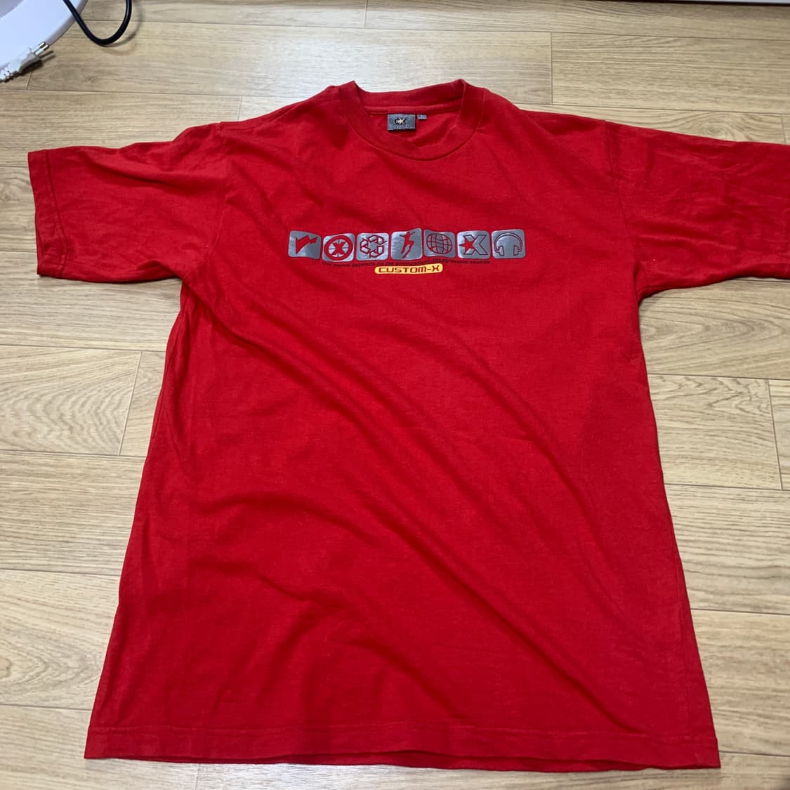 [L] 00s CUSTOM-X(커스텀엑스) Y2K 테크노 스트릿 반팔티 상품이미지1