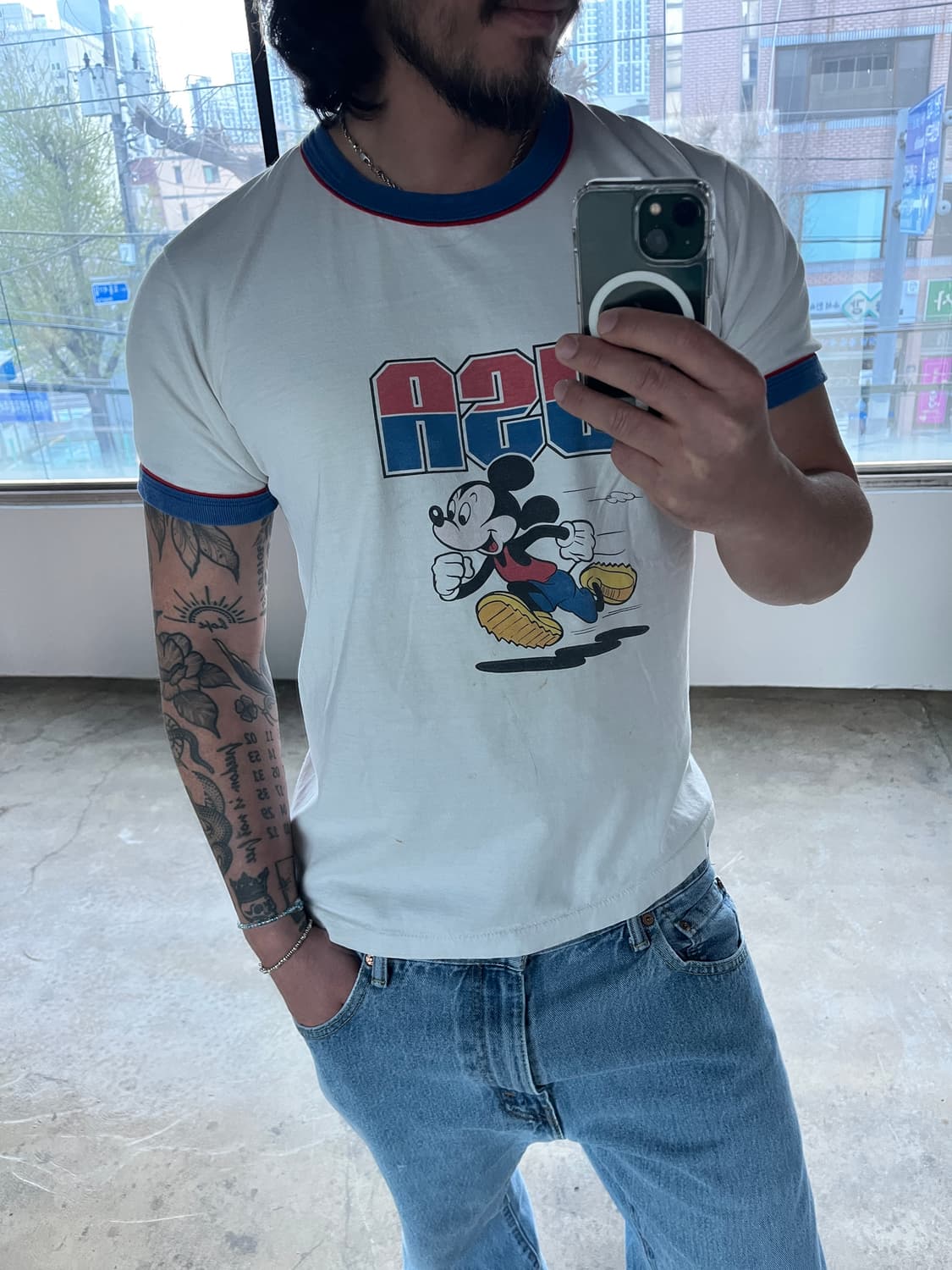 빈티지 디즈니 USA 미키마우스 링거 티셔츠 상품이미지9