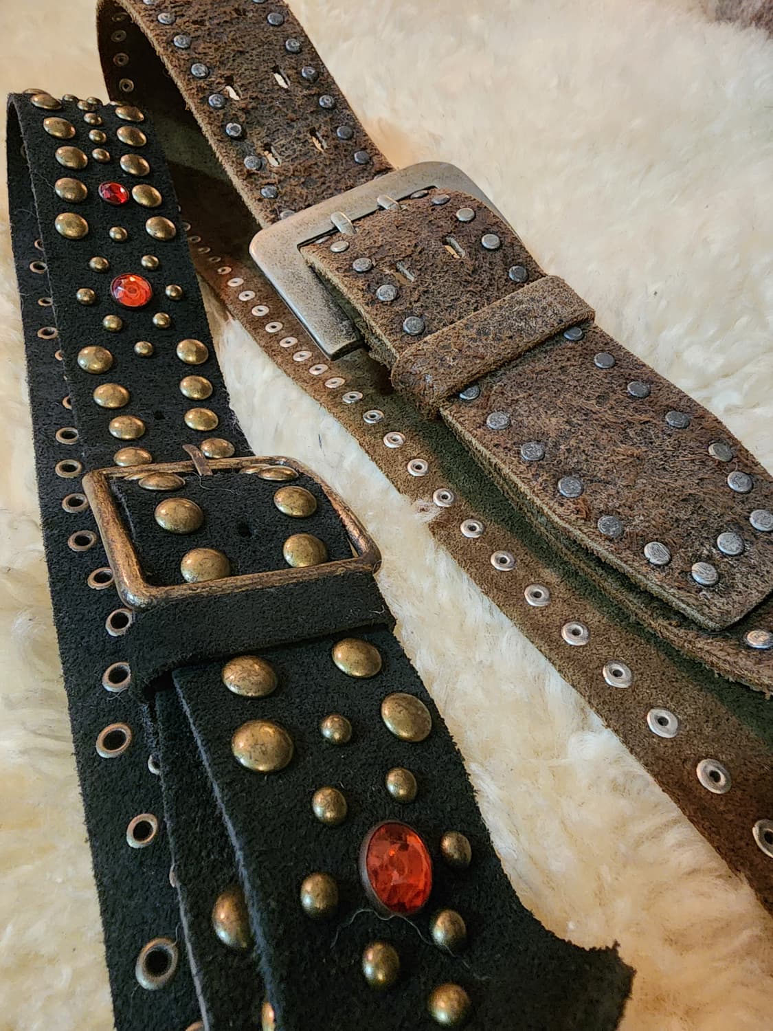 빈티지 남녀공용 스웨이드 통가죽 벨트 상품이미지4