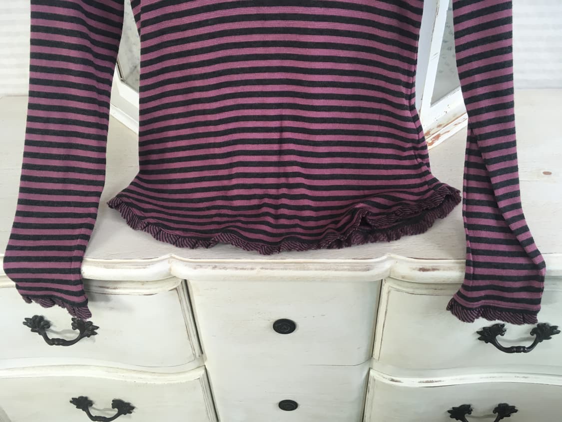 jpn vintage pink stripe frill knit 상품이미지8