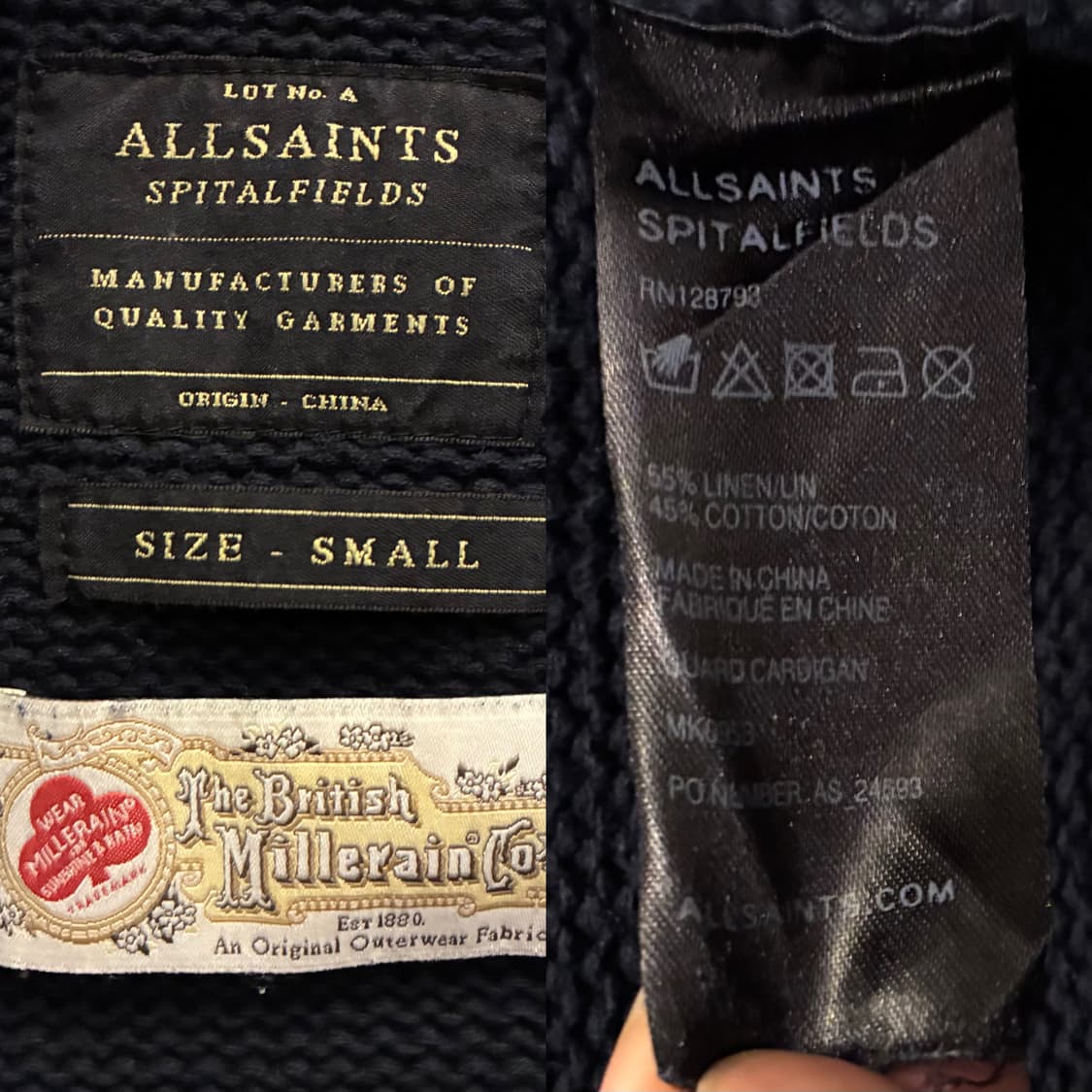 (S/100)올세인츠 스피탈필즈 엘보패치 토글 더플 숄카라 가디건 상품이미지10