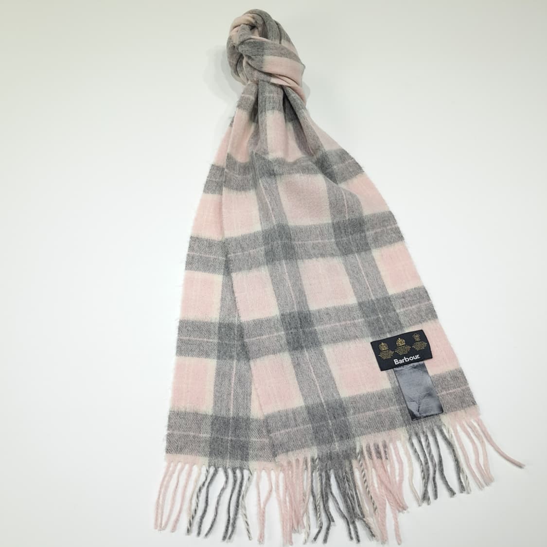 MX592 바버 00s 램스울 윈도우페인체크 핑크그레이 머플러목도리 상품이미지2