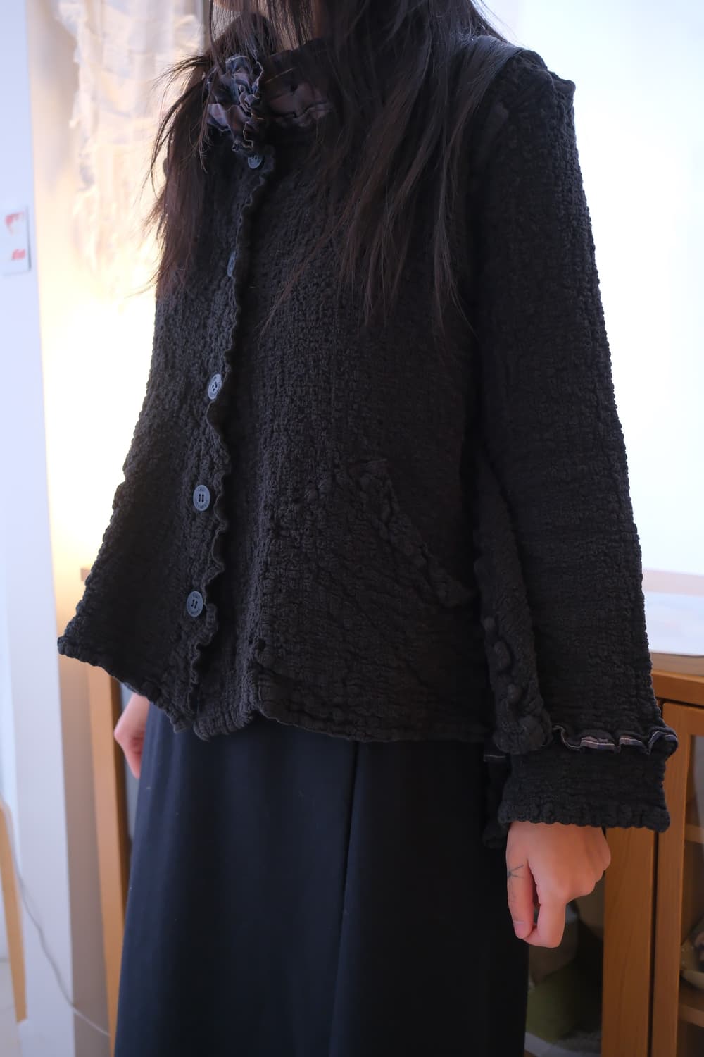 Neck frill wrinkled jacket 상품이미지2