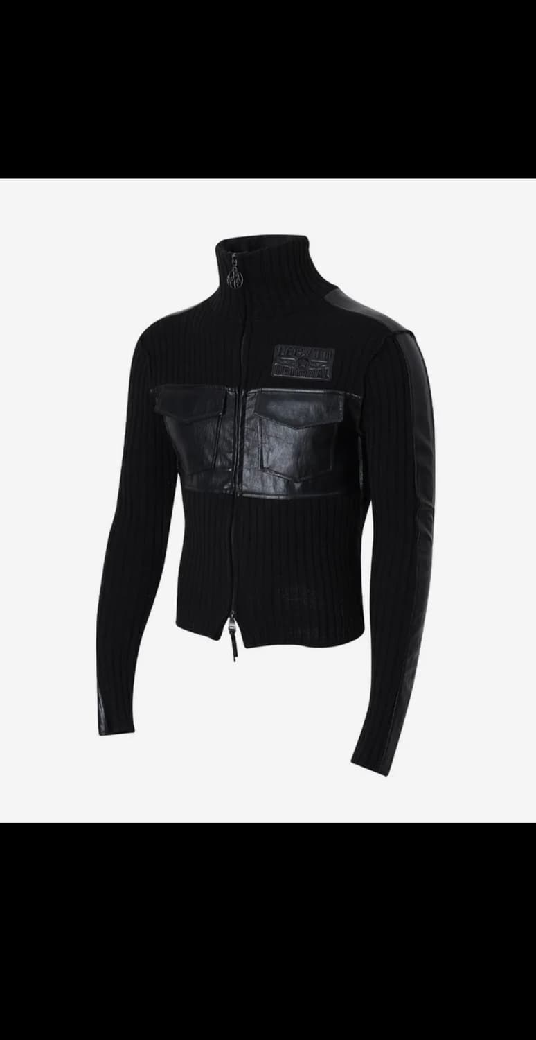 레씨토 Fabric Mix Neck Zip Up_[Black] 상품이미지1