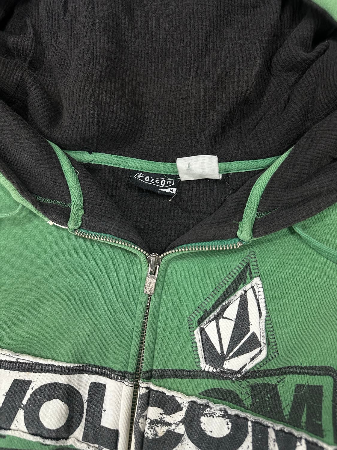 볼컴 Y2K 그린 오버핏 그런지 프린팅 후드 집업 상품이미지6