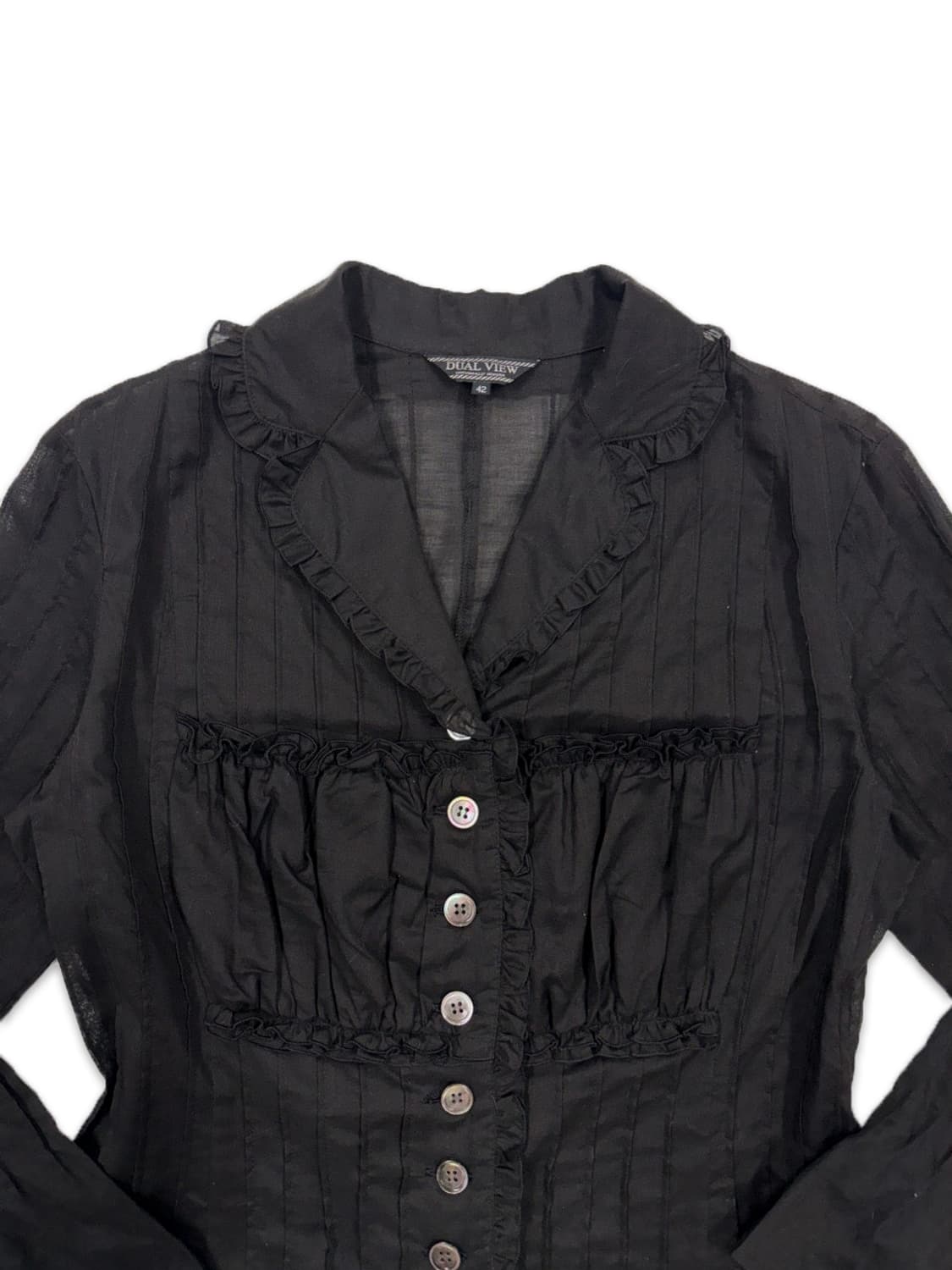 빈티지 DUAL VIEW 블랙 시스루 레이스 프릴 셔츠 상품이미지3