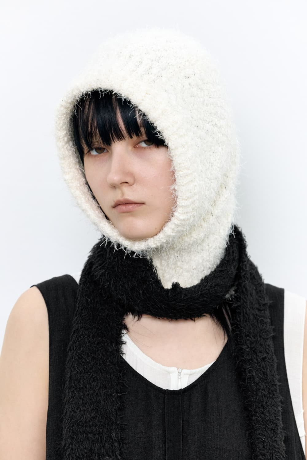 인사일런스 우먼 윈터 부클 바라클라바 모자 아이보리 상품이미지4