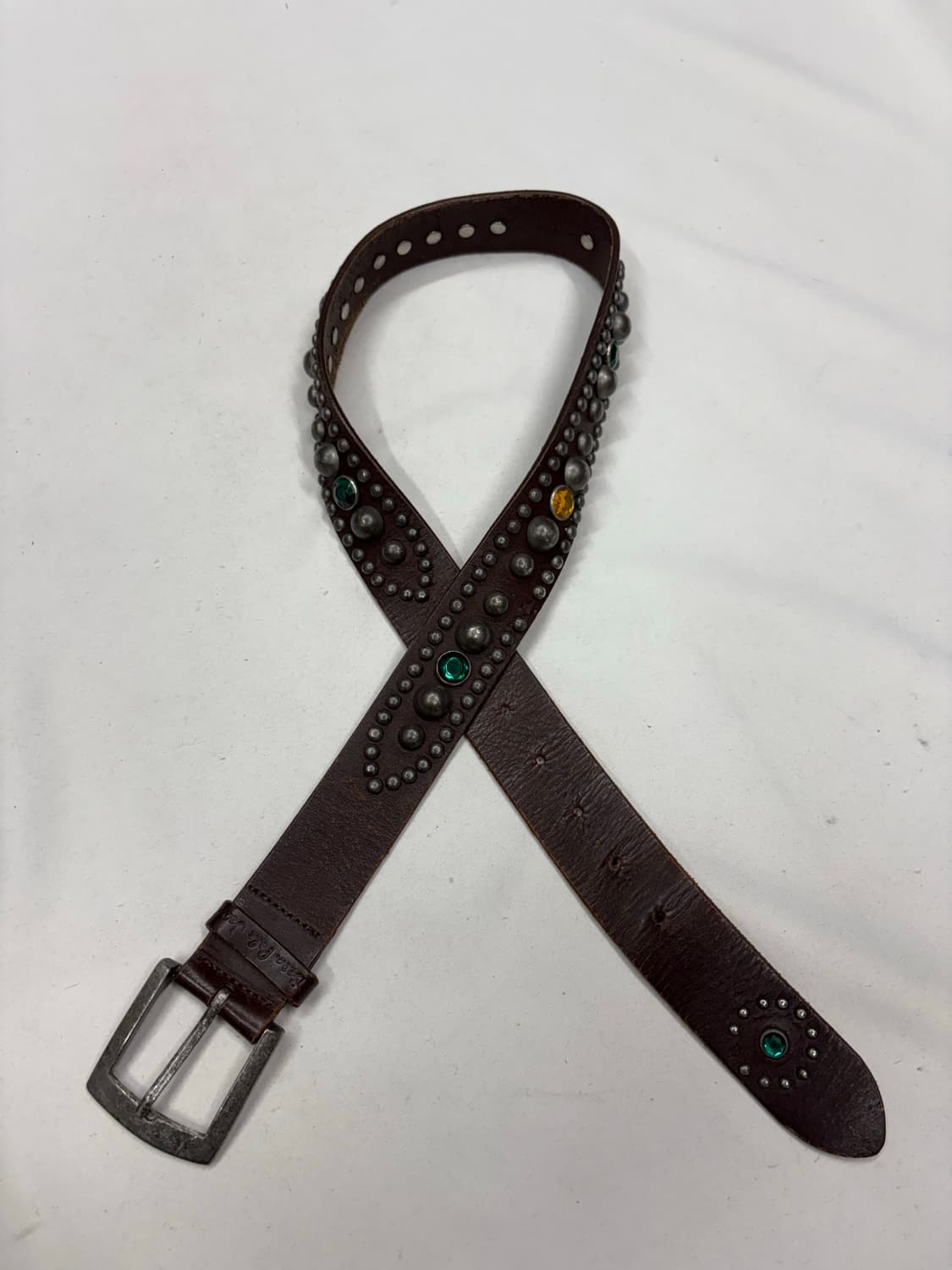 빈티지 리얼레더 큐빅 스터드 웨스턴 벨트 상품이미지1
