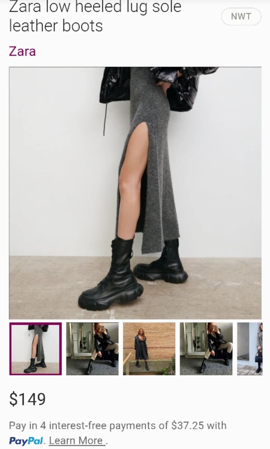 자라 로우힐 러그솔 가죽 부츠 상품이미지1