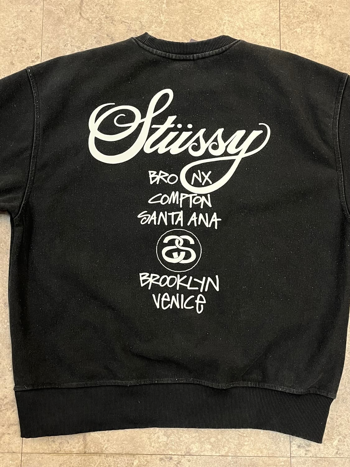 스투시 월드투어 기모 맨투맨 블랙 L #csz2188 상품이미지8