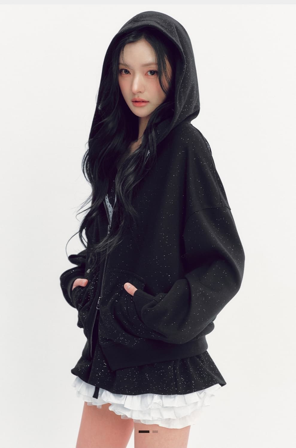 새상품)) 더티스 트윙클 엔젤 후드 집업 블랙 상품이미지2