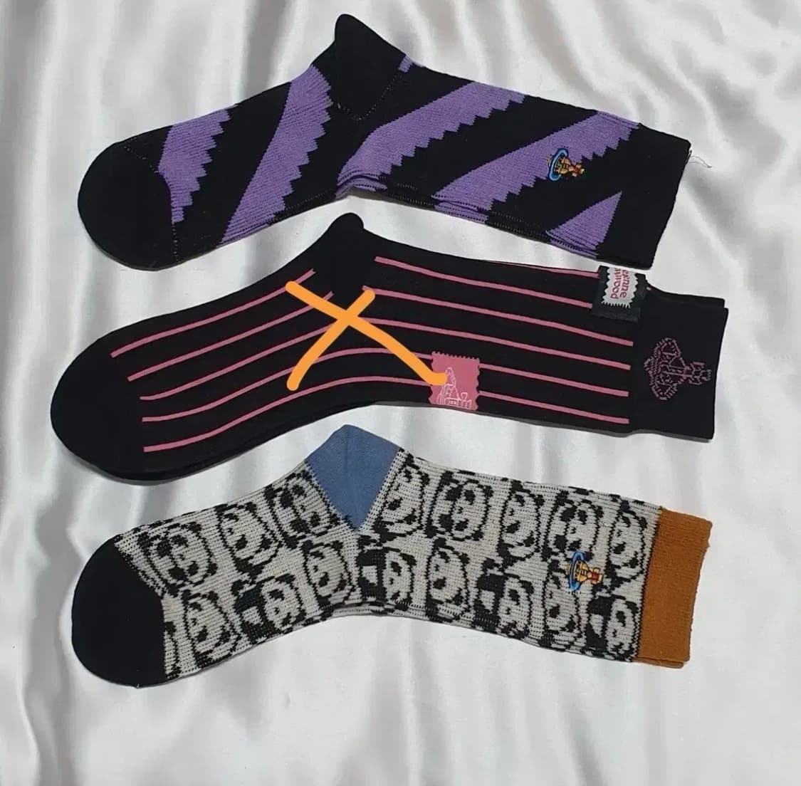 퍼플 핑크 라이트그레이 물결 스트라이프 팬다 비비안웨스트우드 양말 상품이미지7