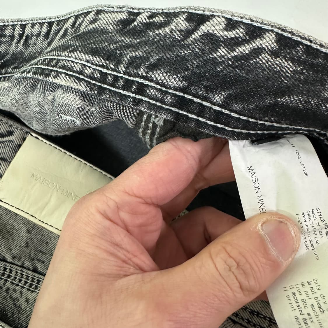 S-M 46 메종미네드 일자핏 스톤워시드 돌청 데님팬츠 상품이미지4