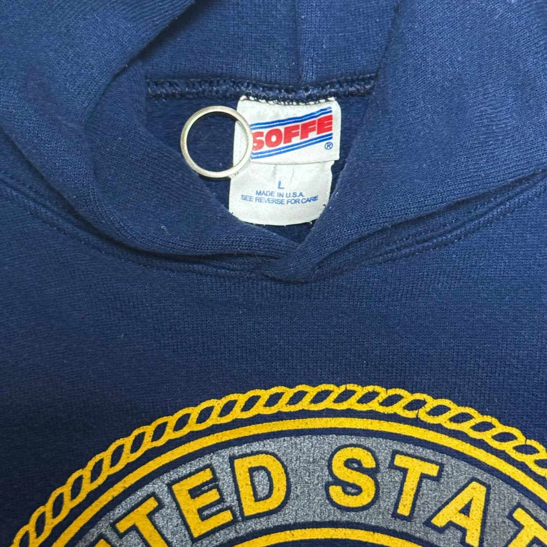 (L) 90s made in usa soffe 밀리터리 네이비 후드 상품이미지2