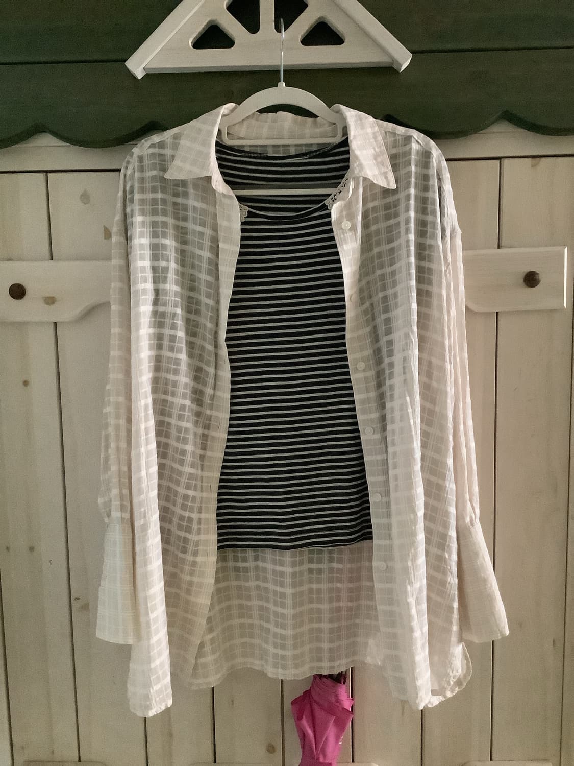 Checkered shirt, short-sleeved shirt, 🎁 상품이미지1