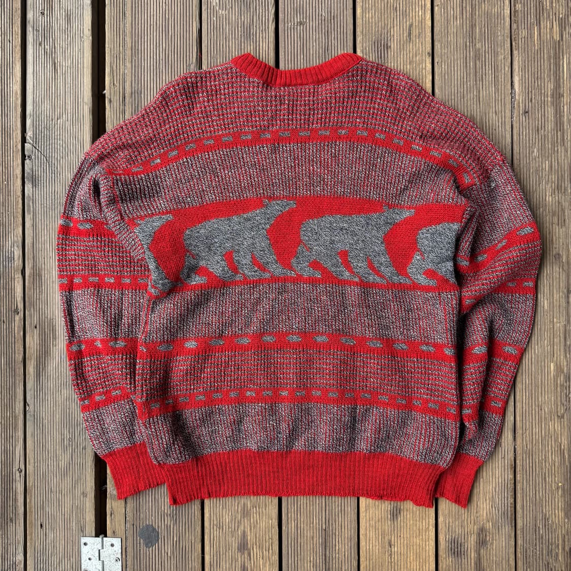 라코스테 곰돌이패턴 레드 니트 상품이미지2