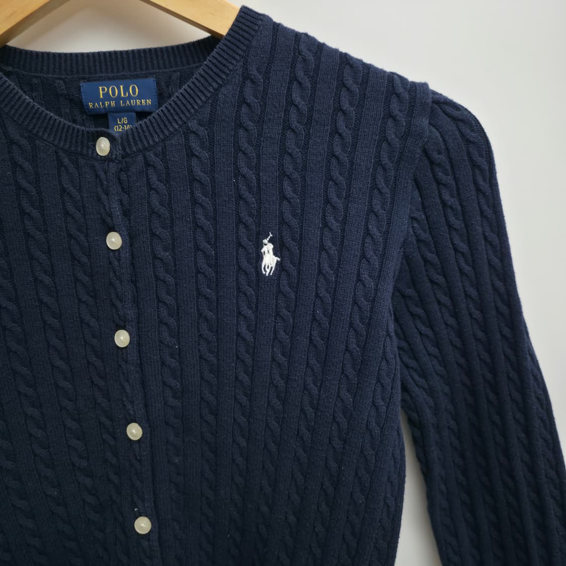 [XS] 폴로 랄프로렌 걸즈 네이비 케이블 가디건 신형 큐알택 상품이미지4