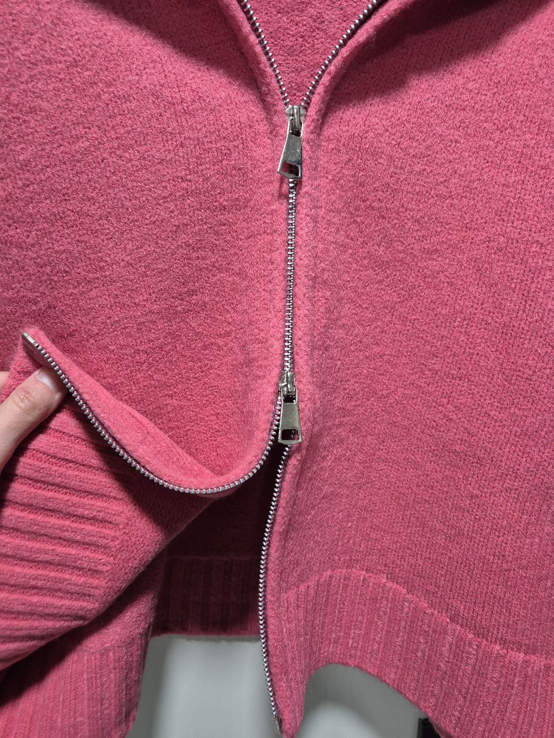 빈티지 핑크 집업 봄 니트 가디건 상품이미지5