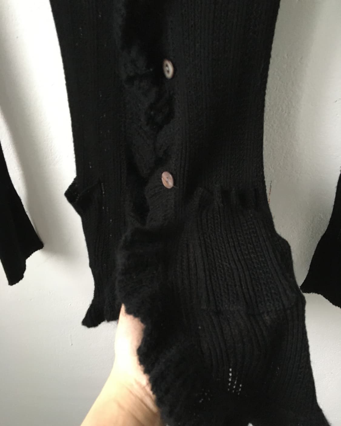 Tied frill point knit cardigan 상품이미지4