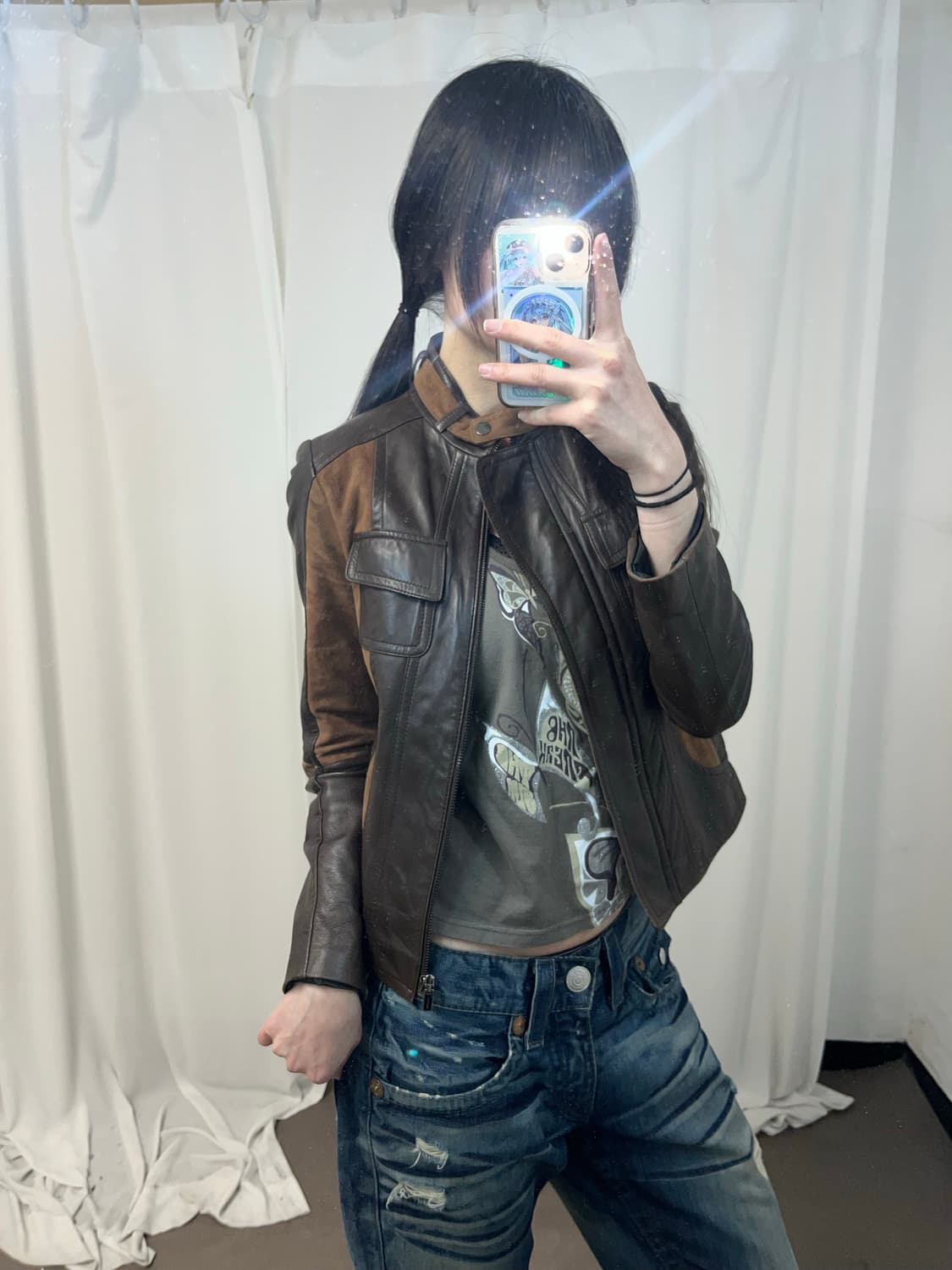 Y2K 브라운 레더 자켓 상품이미지4