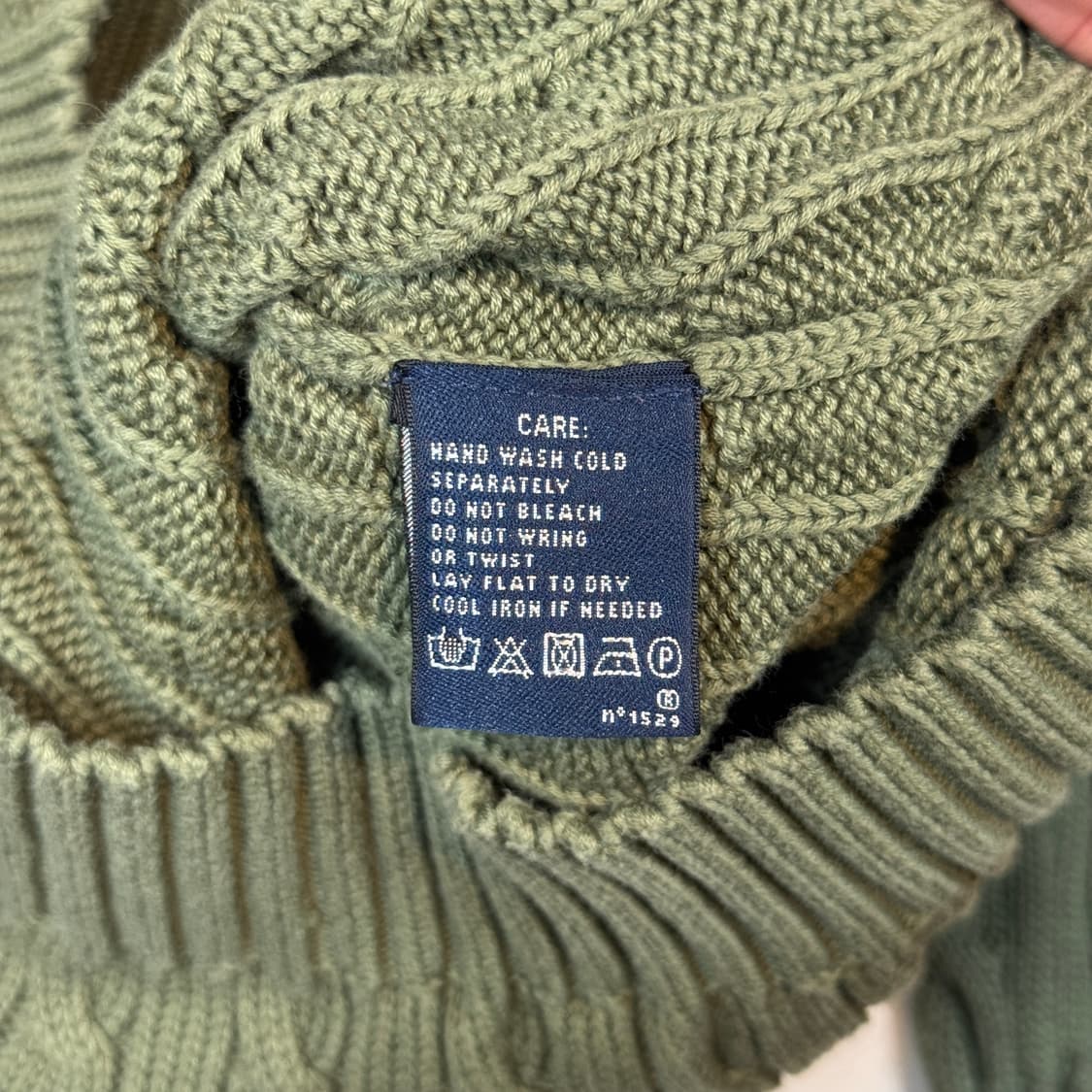 M) 폴로 랄프로렌 코튼 케이블 꽈배기 브이넥 니트 올리브 그린 상품이미지6