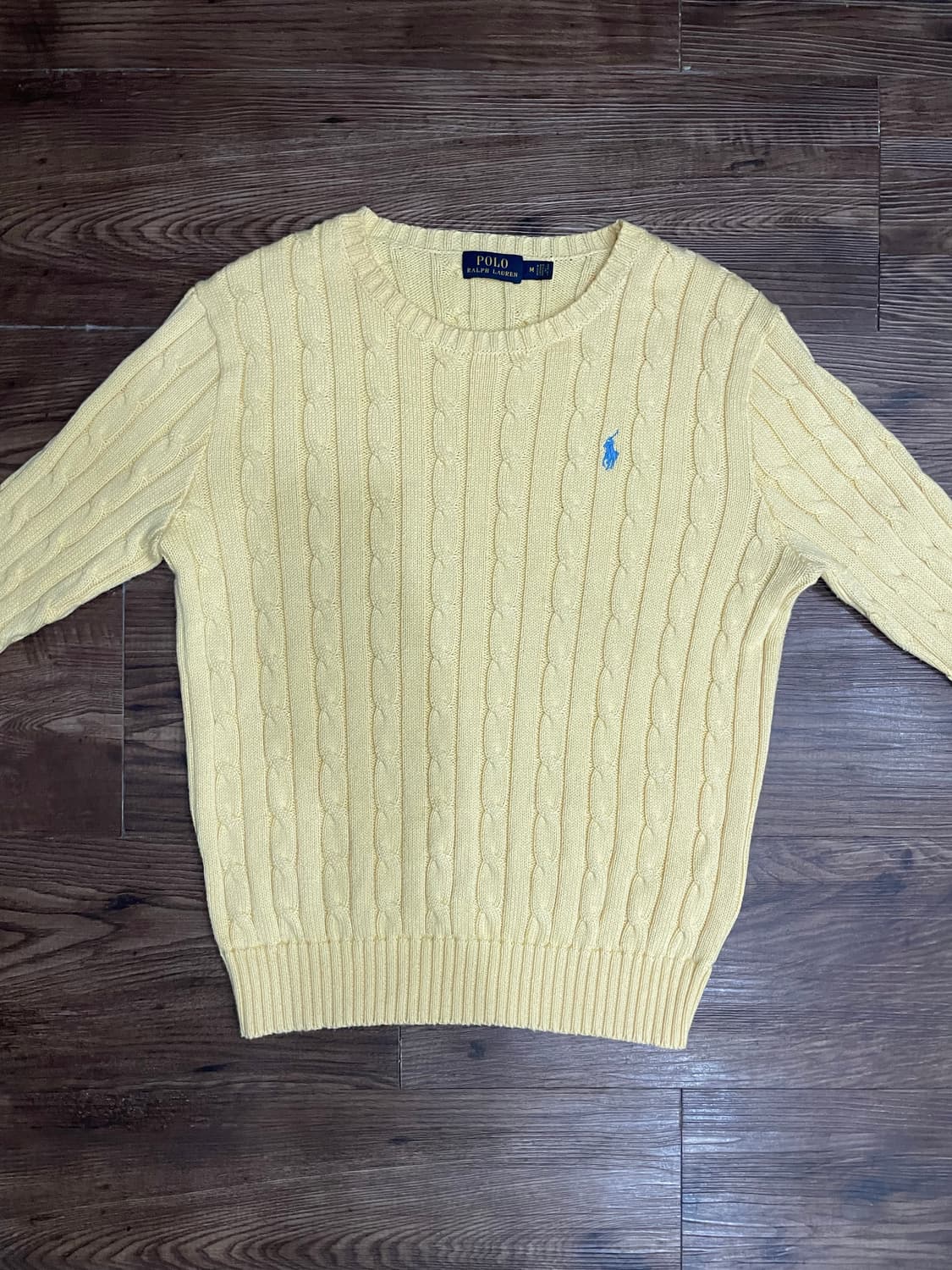폴로 랄프로렌 케이블 니트 코튼 스웨터 옐로우 상품이미지1