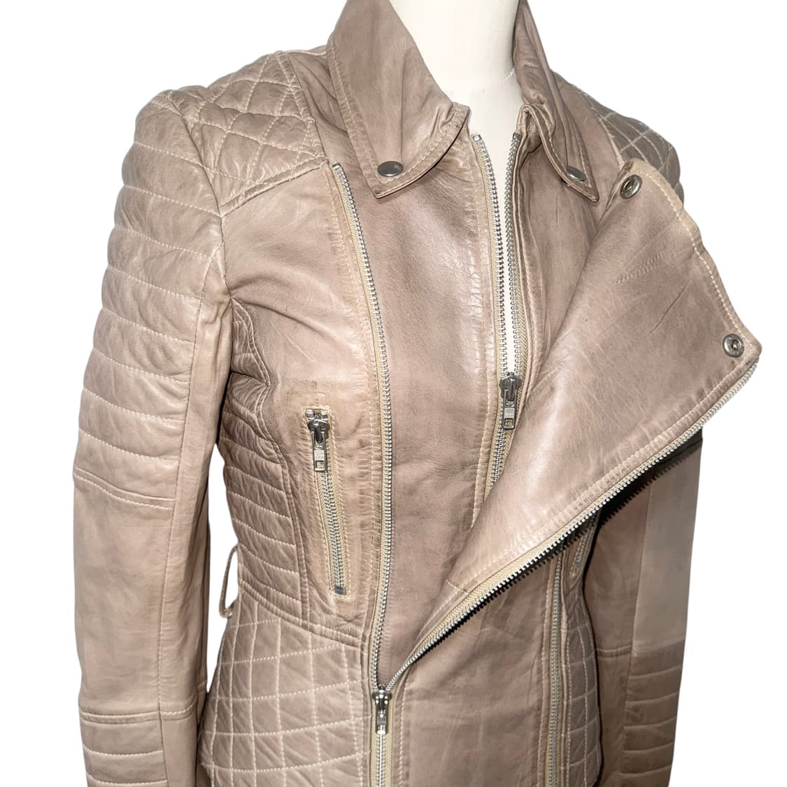 Nude Beige Sheep Skin Leather Jacket 상품이미지3