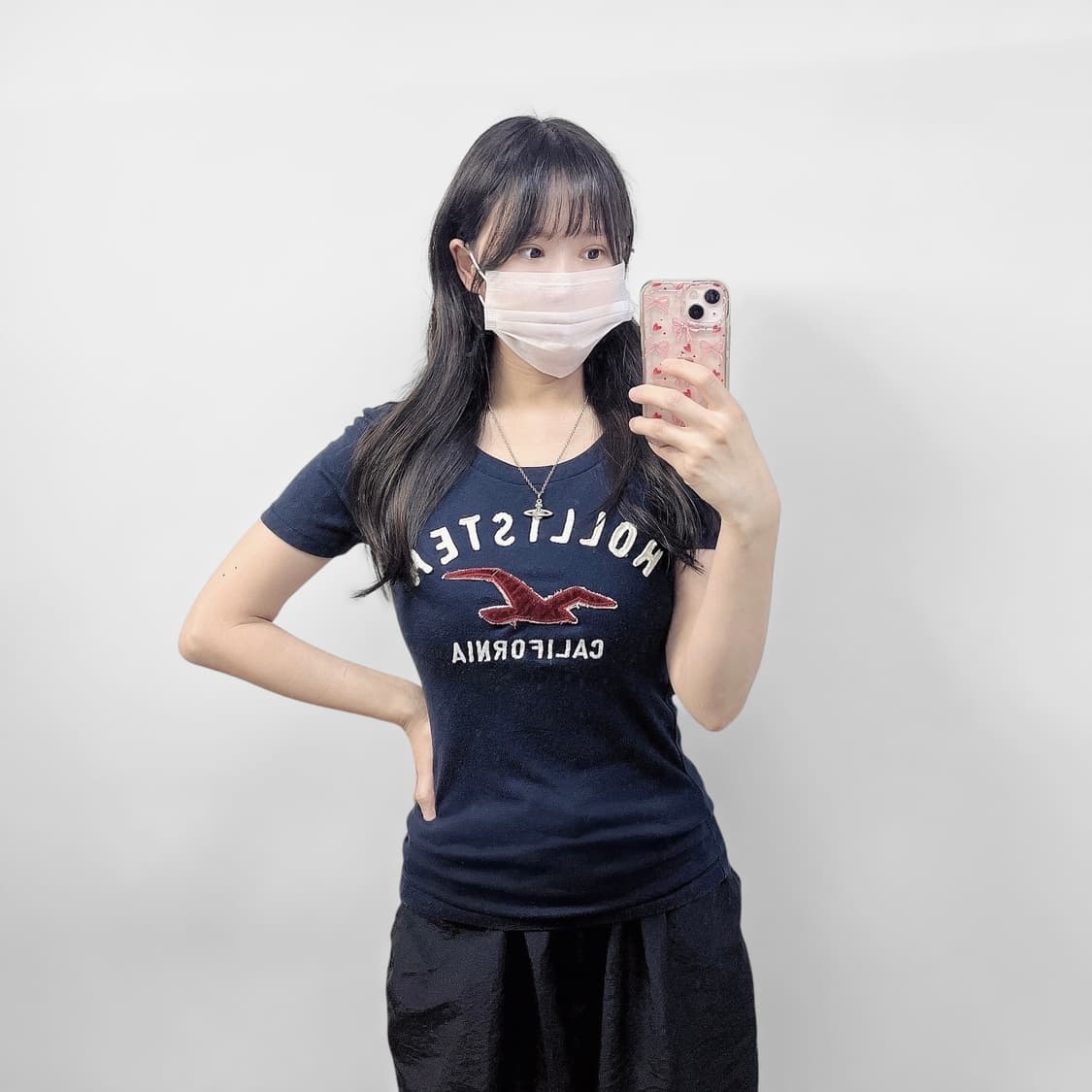 홀리스터 아치 로고 반팔 티셔츠 네이비 상품이미지1