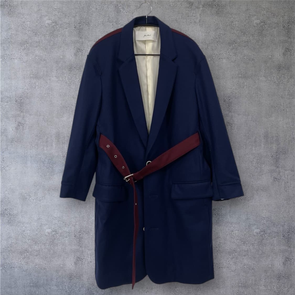 줄리앙 데이비드 Julien David 네이비 버건디 배색 울 코트 XS 상품이미지1