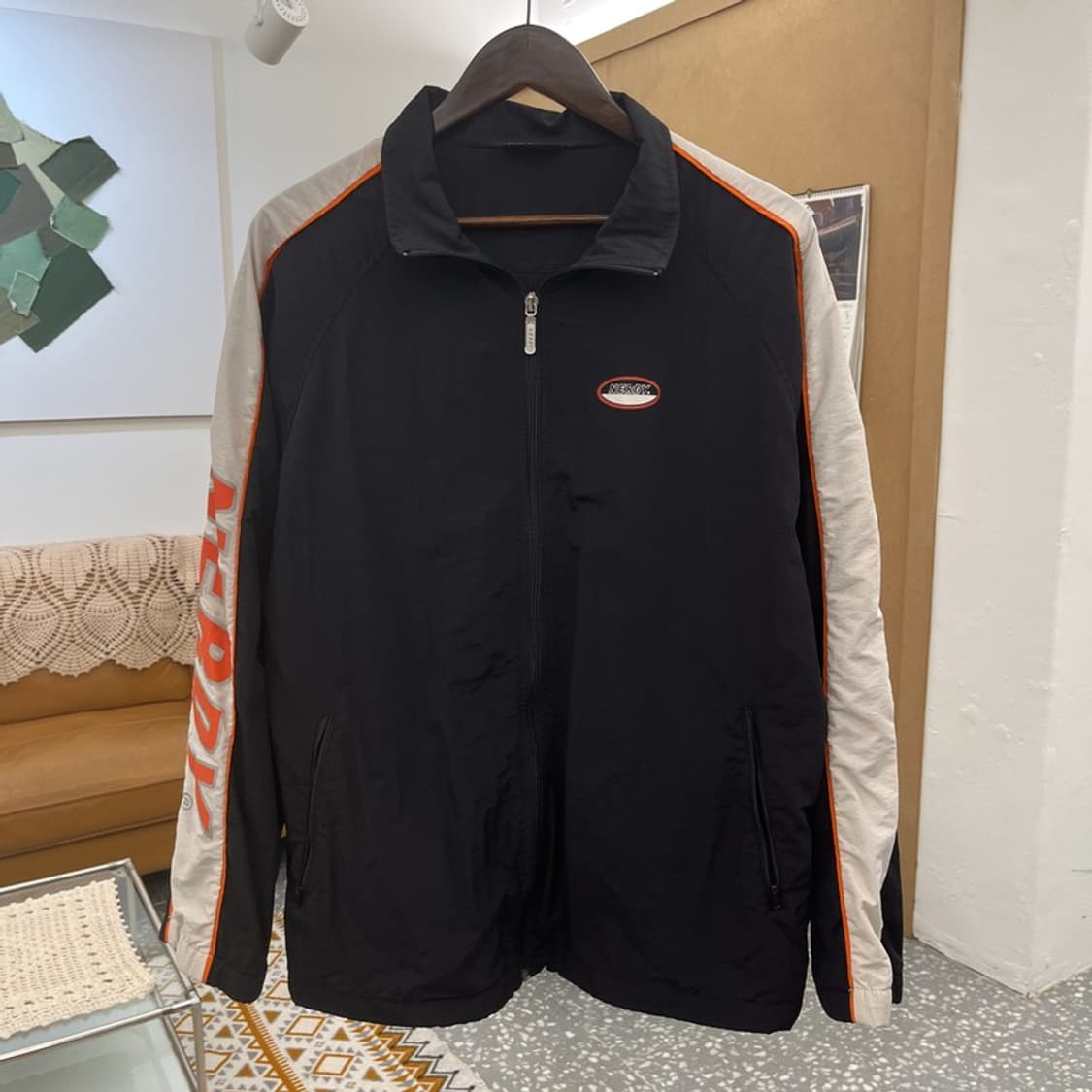 널디 올드스쿨 키치 사이드로고 오렌지 바람막이 자켓 L C10504 상품이미지3