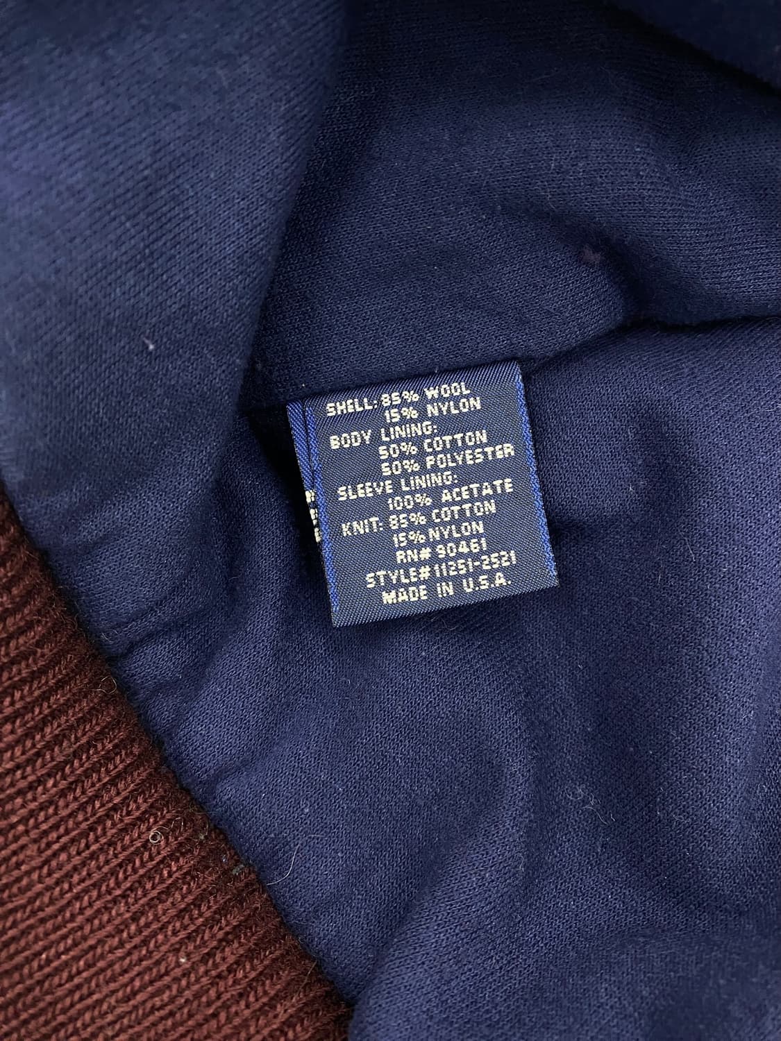 90‘s 갭 울/레더 바시티 자켓 상품이미지9