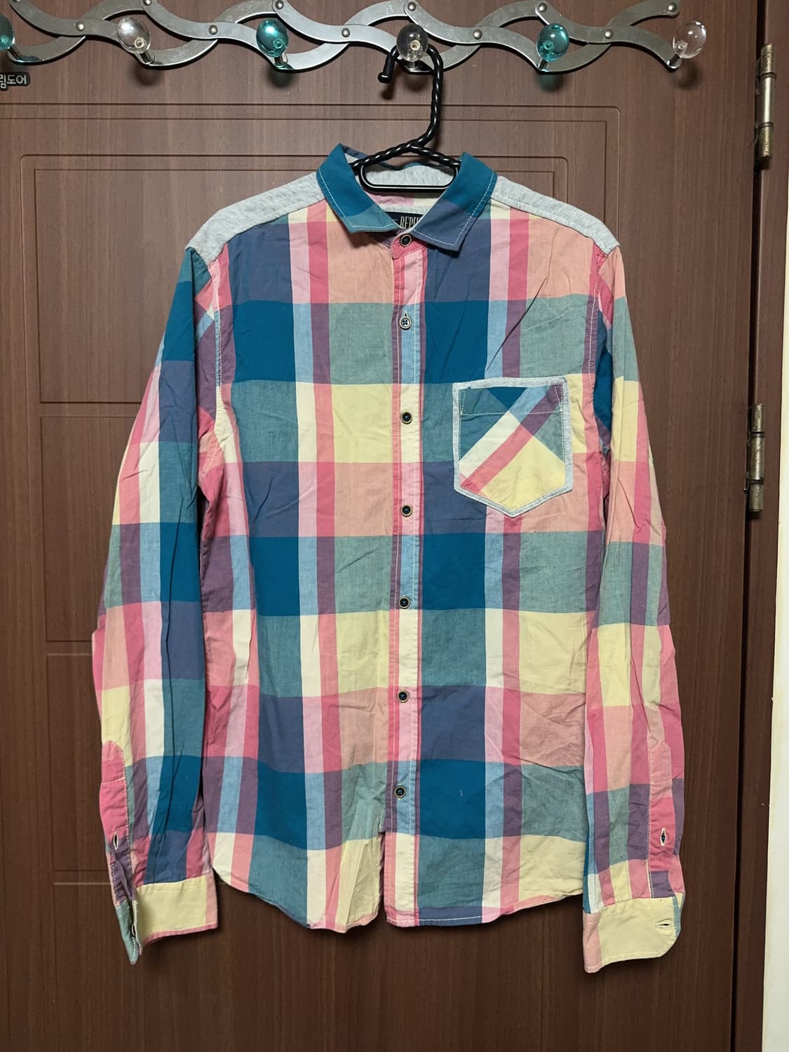 빈티지 모리걸 하구미 체크 셔츠 긴팔 남방 상품이미지1