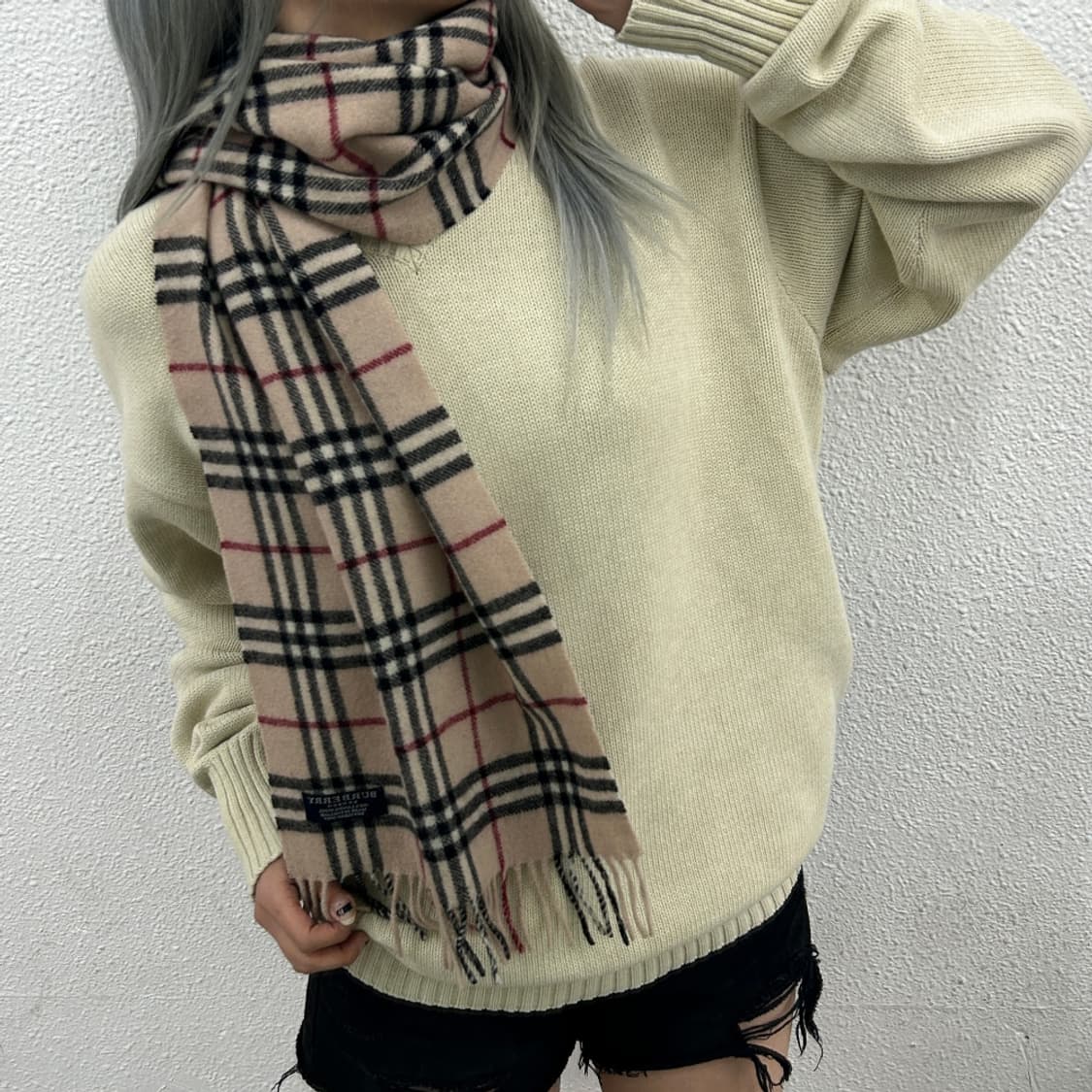 버버리 연베이지 노바체크 램스울 머플러 상품이미지2