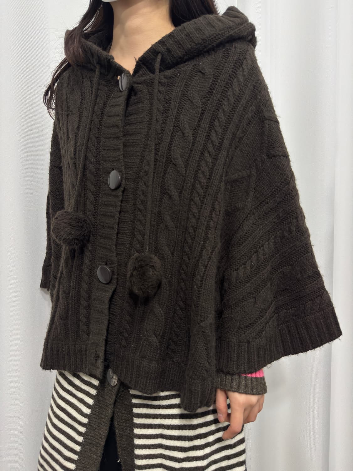 ingni brown knit hood cape 상품이미지1