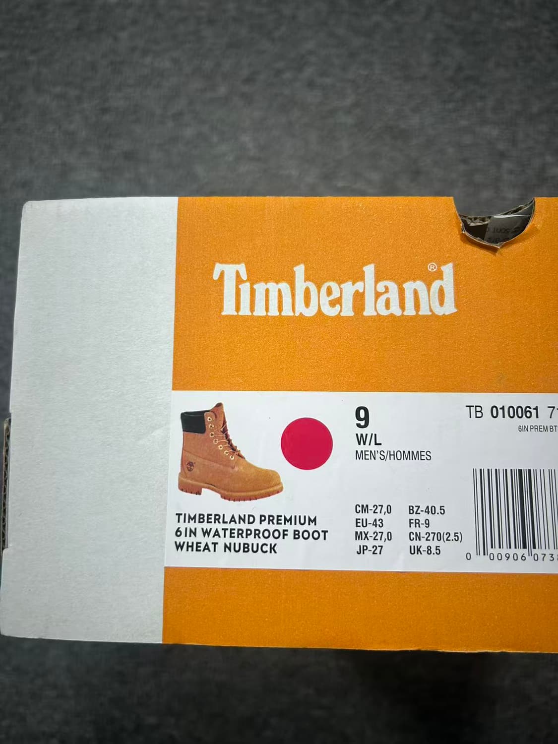 팀버랜드 프리미엄 6인치 워터프루프 부츠 위트 누벅 270mm 상품이미지6