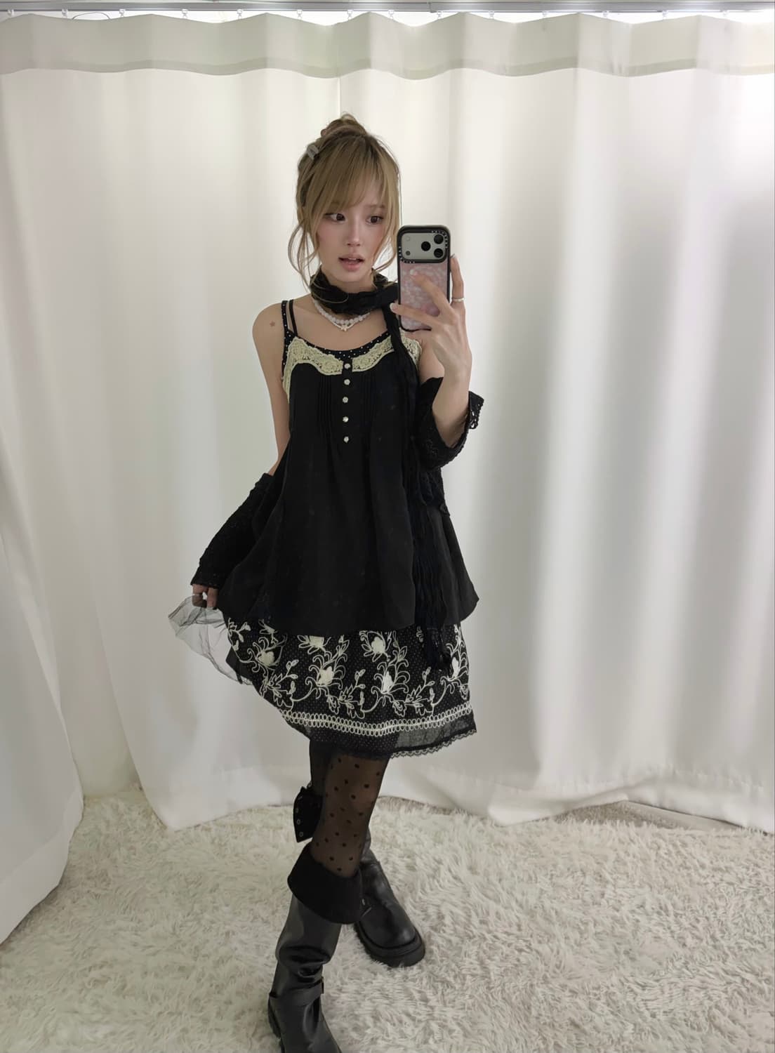 블랙 무채색 히메 레이스 니혼진 엑팜깔 코디세트 상품이미지3