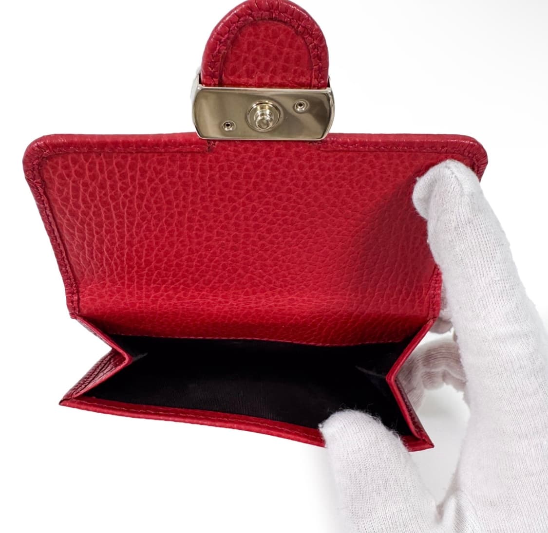 구찌 여성 GG 인터로킹 금장 레더 플랩 반지갑 레드 615525 상품이미지7