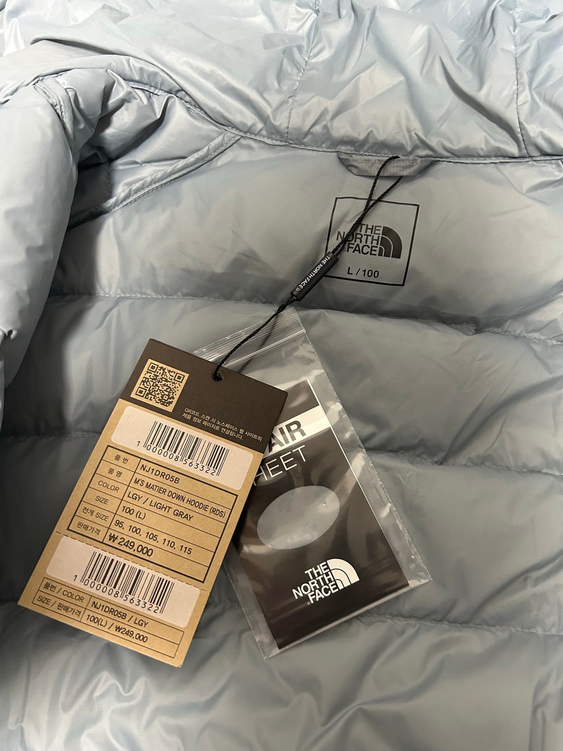노스페이스 마티에 경량패딩 L사이즈 판매(새상품) 상품이미지6