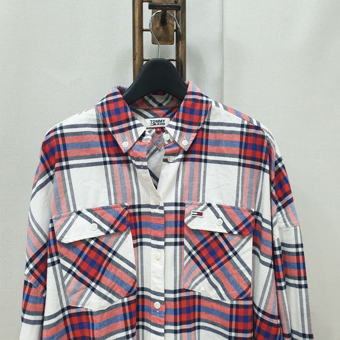 타미진스 여성 레드체크 오버핏 셔츠 S 상품이미지2