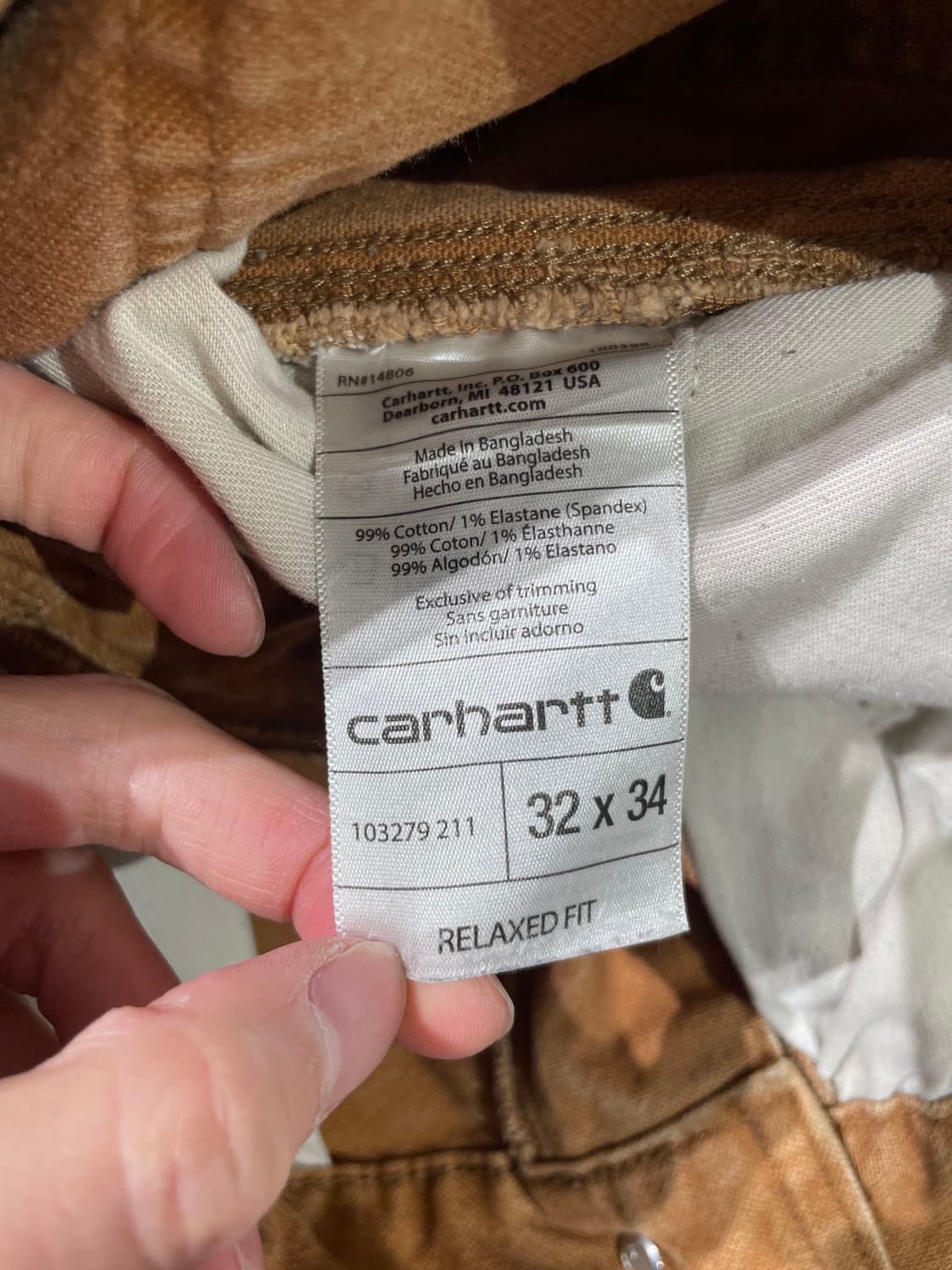 칼하트 카멜 릴렉스드 핏 데님 팬츠 상품이미지8
