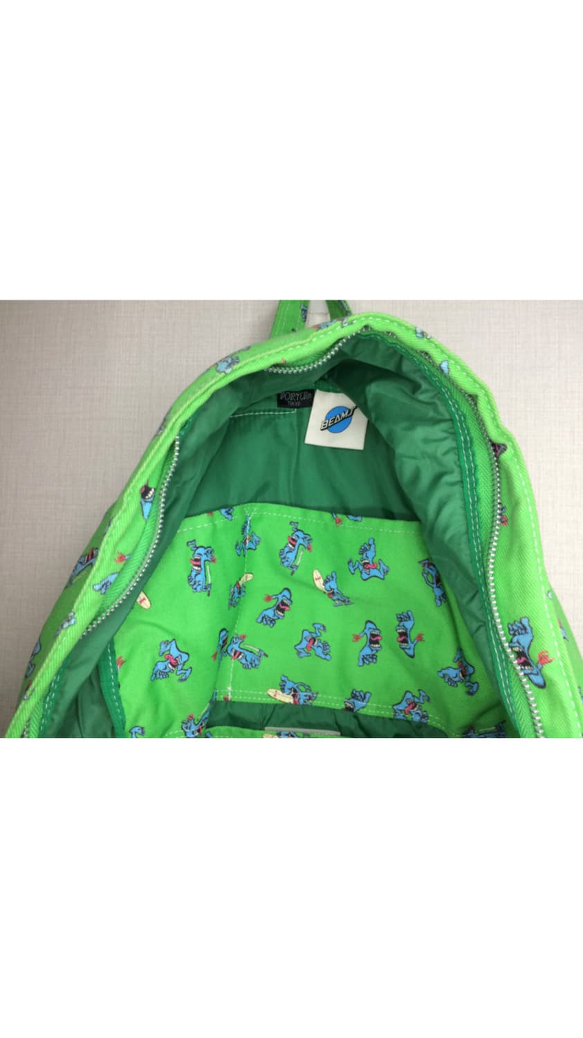 porter x beams 포터 빔즈 콜라보 프린팅 그린 백팩 상품이미지6