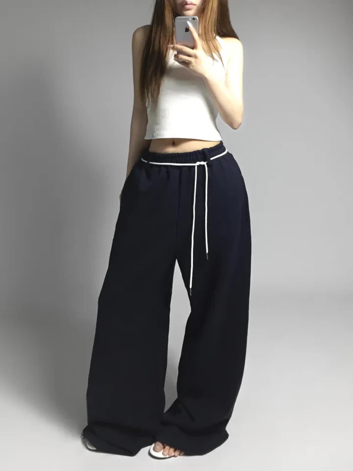 폴링업 스트링 와이드팬츠 새상품 상품이미지5