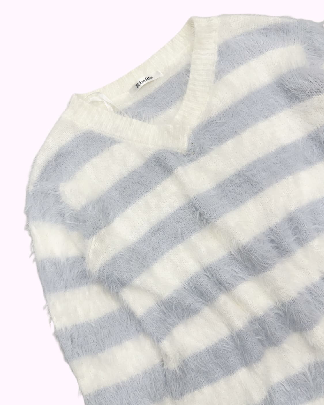 fluffy hairy blue stripe knit 상품이미지2