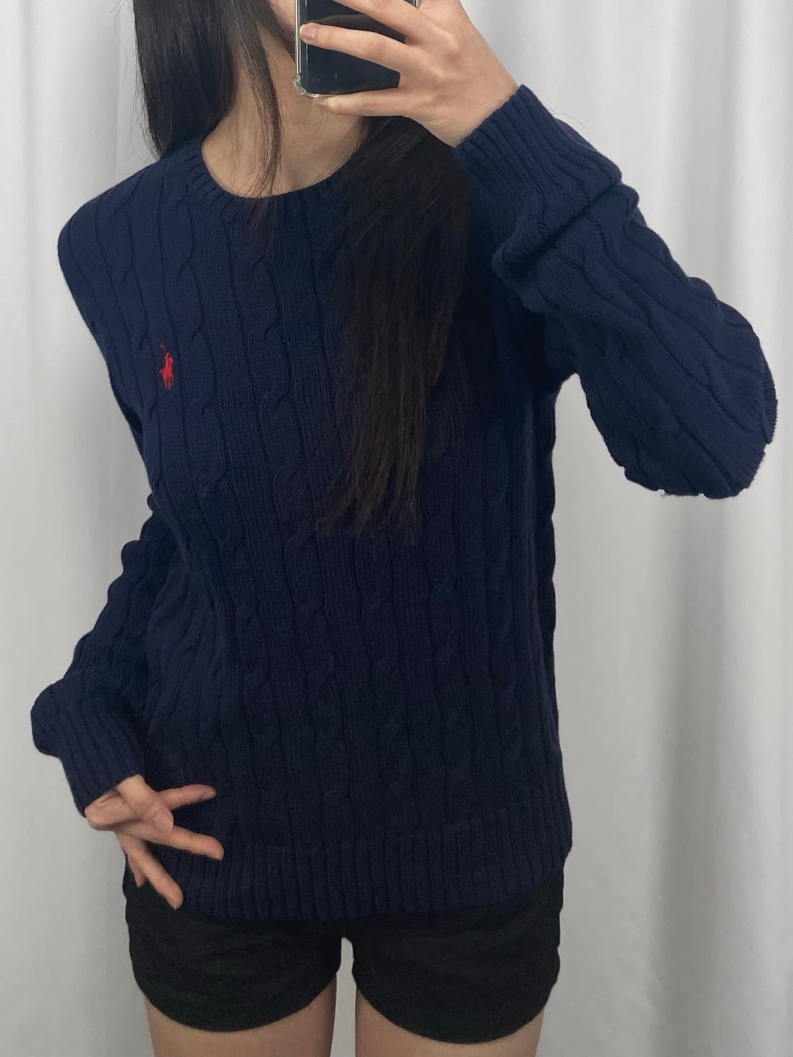 폴로 네이비 꽈배기 니트 상품이미지1